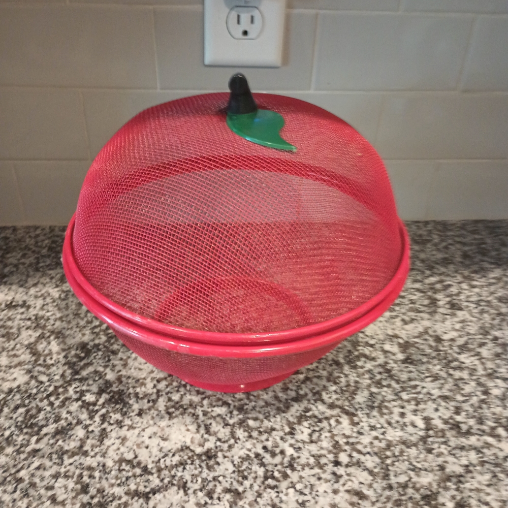 Decorative Apple Shaped Mesh Basket to Store Fresh Fruit Red Green 9 1/2" Tall